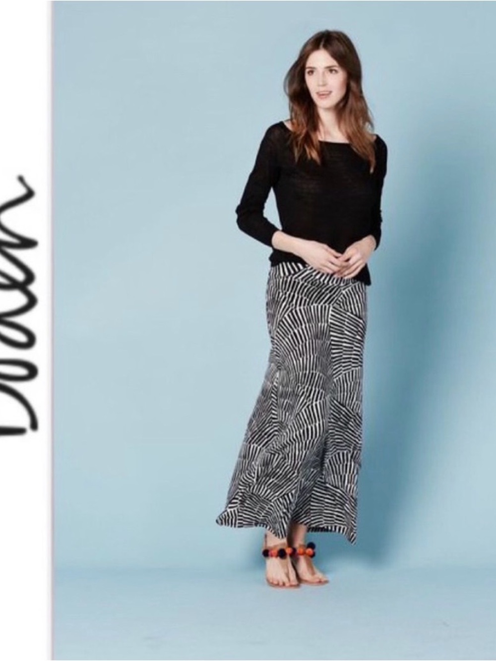 Boden Black & White Jersey Knit Maxi Skirt